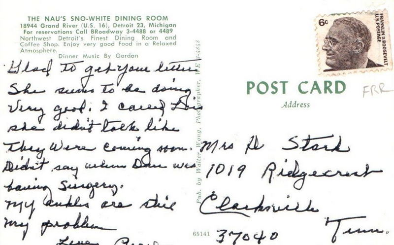 Naus Sno-White Dining Room - Vintage Postcard